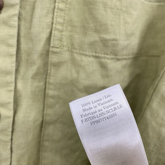 Everlane Women's Size M Green 100% Linen Button Up Peasant Blouse Boxy Relaxed - Picture 5 of 11